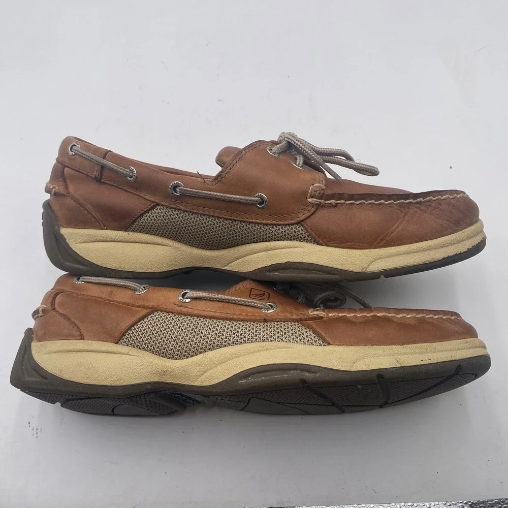 Sperry Top-Sider Billfish Boat Shoes Mens 10.5 M Tan Brown Leather Mesh Nautical